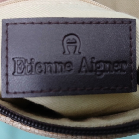 Etienne Aigner Tan and Brown Straw Shoulder Bag - Picture 2 of 9